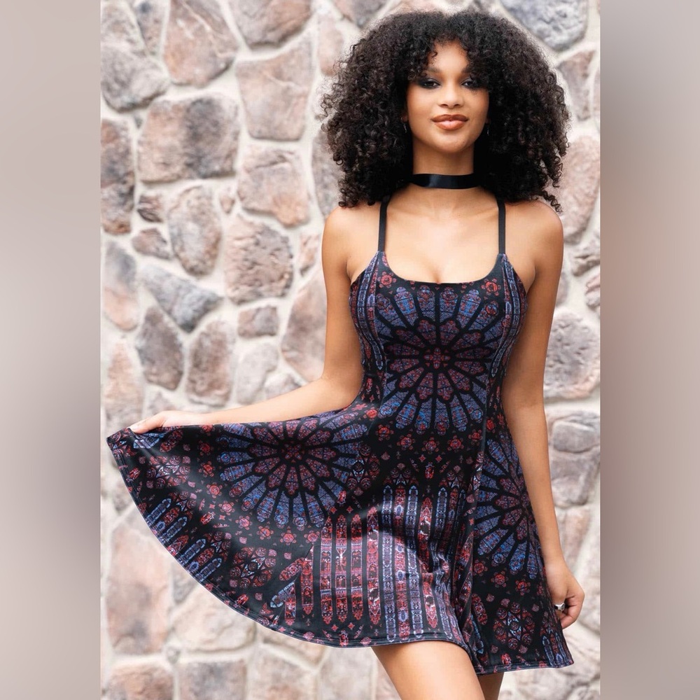 BlackMilk Basilica of Saint-Denis Velvet Scoop Mini Strappy Dress
